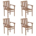 Chaises de jardin empilables lot de 4 Boie de teck solide