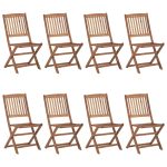 Chaises pliables d'extérieur lot de 8 Bois d'acacia solide