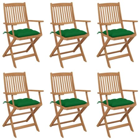 Chaises pliables de jardin lot de 6 avec coussins Bois d'acacia