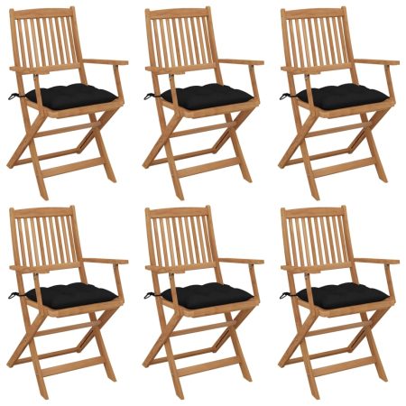 Chaises pliables de jardin lot de 6 avec coussins Bois d'acacia