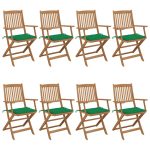 Chaises pliables de jardin lot de 8 avec coussins Bois d'acacia