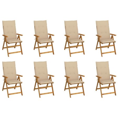 Chaises pliables de jardin avec coussins lot de 8 Bois d'acacia