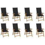 Chaises pliables de jardin avec coussins lot de 8 Bois d'acacia