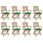 Chaises pliables d'extérieur et coussins lot de 8 Bois d'acacia