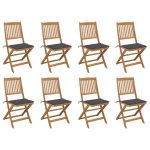 Chaises pliables d'extérieur et coussins lot de 8 Bois d'acacia