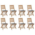 Chaises pliables d'extérieur et coussins lot de 8 Bois d'acacia