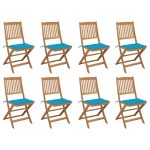 Chaises pliables d'extérieur et coussins lot de 8 Bois d'acacia