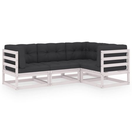 Salon de jardin 4 pcs avec coussins Bois de pin massif
