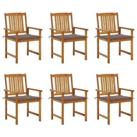 Chaises de jardin avec coussins lot de 6 Bois d'acacia massif