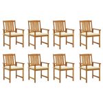 Chaises de jardin avec coussins lot de 8 Bois d'acacia solide