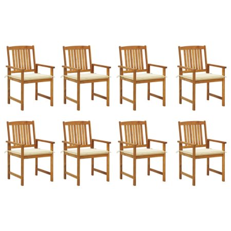 Chaises de jardin avec coussins lot de 8 Bois d'acacia solide