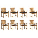 Chaises de jardin avec coussins lot de 8 Bois d'acacia solide