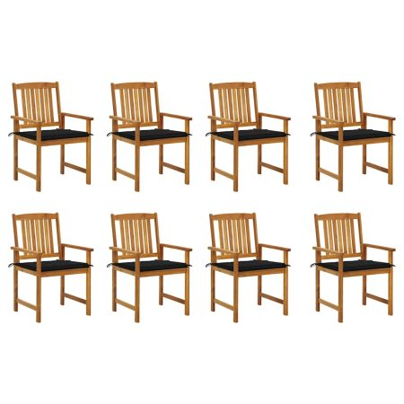 Chaises de jardin avec coussins lot de 8 Bois d'acacia solide