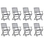 Chaises pliables d'extérieur lot de 8 et coussins Bois d'acacia