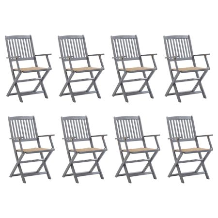 Chaises pliables d'extérieur lot de 8 et coussins Bois d'acacia