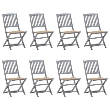 Chaises pliables d'extérieur lot de 8 et coussins Bois d'acacia