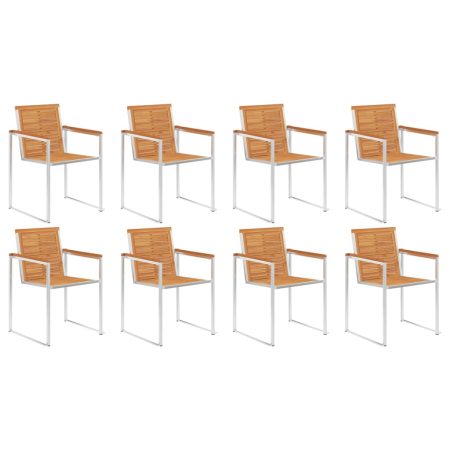 Chaises de jardin lot de 8 Bois d'acacia et acier inoxydable