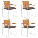 Chaises de jardin lot de 4 avec coussins Bois d'acacia massif