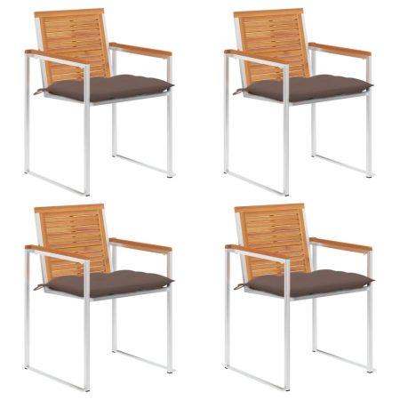 Chaises de jardin lot de 4 avec coussins Bois d'acacia massif