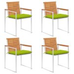 Chaises de jardin lot de 4 avec coussins Bois d'acacia massif