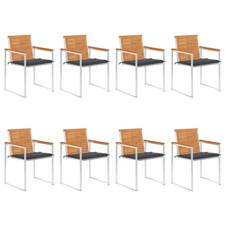 Chaises de jardin lot de 8 avec coussins Bois d'acacia solide