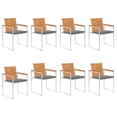 Chaises de jardin lot de 8 avec coussins Bois d'acacia solide