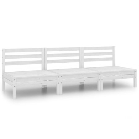 Salon de jardin 3 pcs Blanc Bois de pin massif