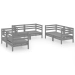 Salon de jardin 6 pcs Gris Bois de pin massif