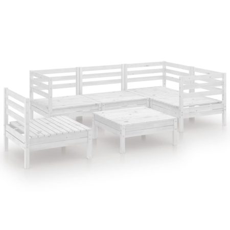 Salon de jardin 6 pcs Bois de pin massif Blanc