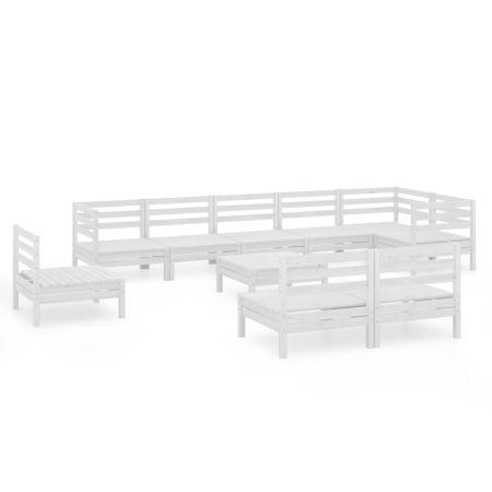 Salon de jardin 10 pcs Bois de pin massif Blanc
