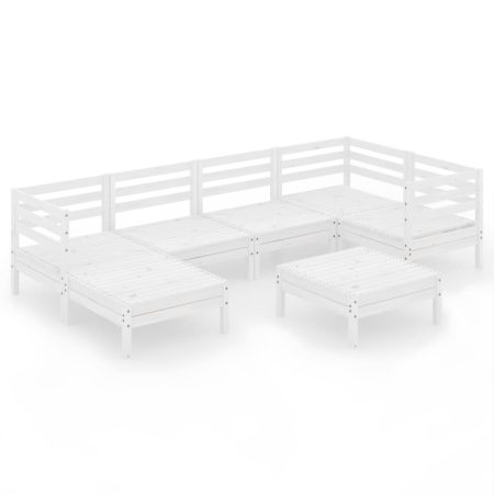 Salon de jardin 7 pcs Bois de pin massif Blanc