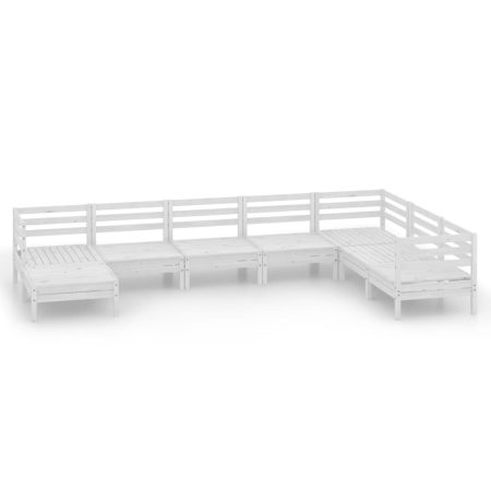 Salon de jardin 8 pcs Bois de pin massif Blanc