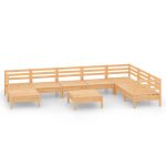 Salon de jardin 9 pcs Bois de pin massif