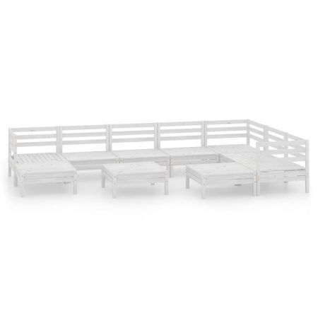Salon de jardin 10 pcs Bois de pin massif Blanc