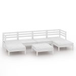 Salon de jardin 7 pcs Blanc Bois de pin massif