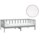 Lit de repos avec matelas 90x200 cm Gris Bois de pin massif