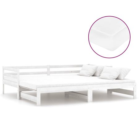 Lit coulissant 2x(90x200) cm Blanc Bois de pin massif