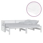 Lit coulissant 2x(90x200) cm Blanc Bois de pin massif