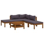 Salon de jardin 6 pcs avec coussin Bois d'acacia solide