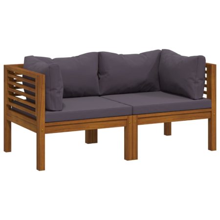 Canapé de jardin à 2 places avec coussin Bois d'acacia massif