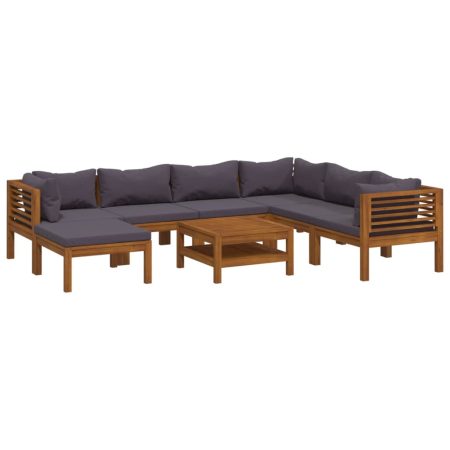 Salon de jardin 8 pcs avec coussin Bois d'acacia solide