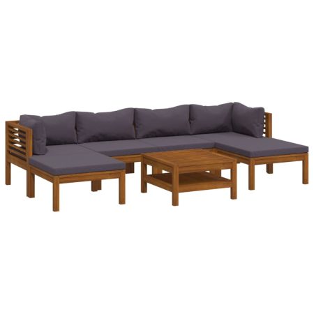 Salon de jardin 7 pcs avec coussin Bois d'acacia solide
