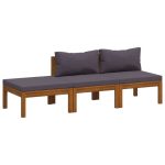Salon de jardin 3 pcs avec coussin Bois d'acacia solide