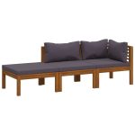 Salon de jardin 3 pcs avec coussin Bois d'acacia solide