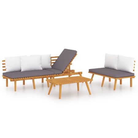 Salon de jardin 3 pcs avec coussins Bois d'acacia massif