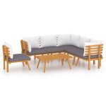 Salon de jardin 7 pcs avec coussins Bois d'acacia solide