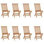 Chaises pliables de jardin lot de 8 Bois de teck solide
